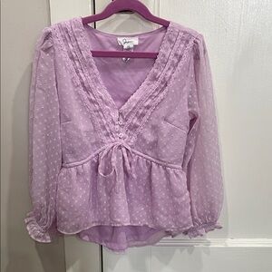 V-Neck Lavender Peplum Top